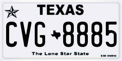 TX license plate CVG8885