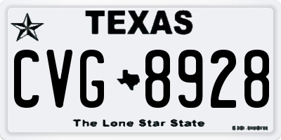 TX license plate CVG8928
