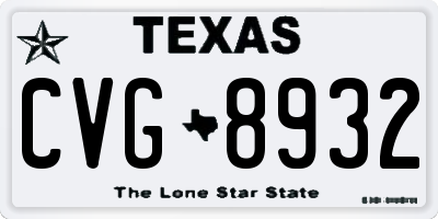 TX license plate CVG8932
