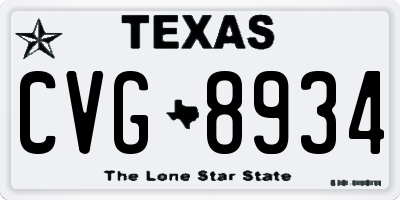 TX license plate CVG8934