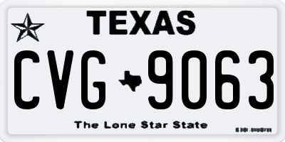 TX license plate CVG9063