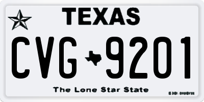 TX license plate CVG9201