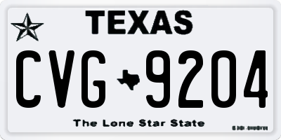TX license plate CVG9204