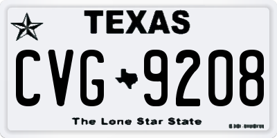 TX license plate CVG9208