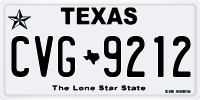 TX license plate CVG9212