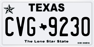 TX license plate CVG9230
