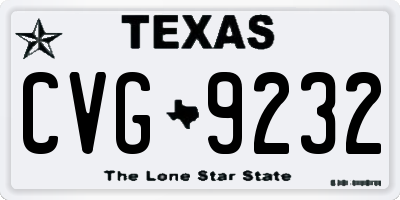 TX license plate CVG9232