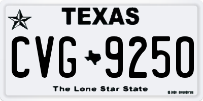 TX license plate CVG9250