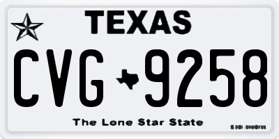 TX license plate CVG9258