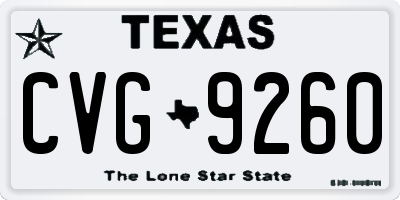 TX license plate CVG9260