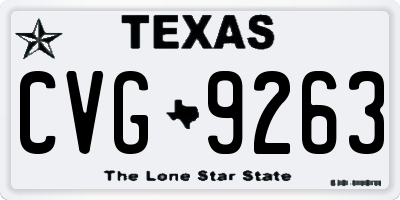 TX license plate CVG9263
