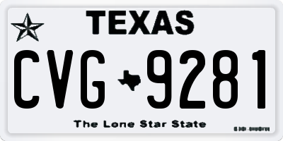 TX license plate CVG9281