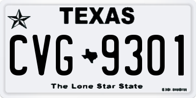 TX license plate CVG9301