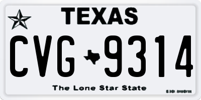 TX license plate CVG9314