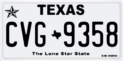 TX license plate CVG9358