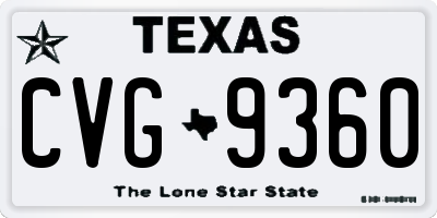 TX license plate CVG9360