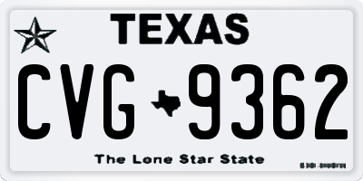 TX license plate CVG9362