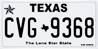 TX license plate CVG9368
