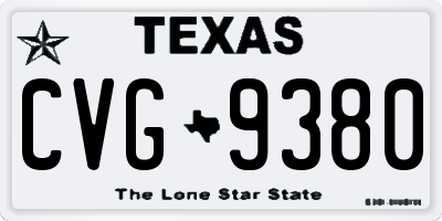 TX license plate CVG9380