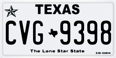 TX license plate CVG9398