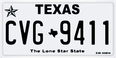 TX license plate CVG9411