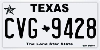 TX license plate CVG9428