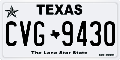 TX license plate CVG9430