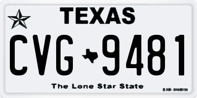 TX license plate CVG9481