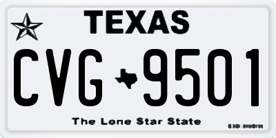 TX license plate CVG9501