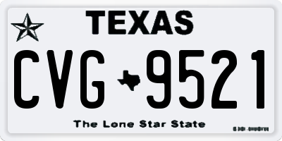 TX license plate CVG9521