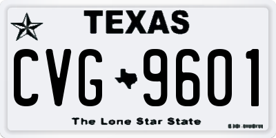 TX license plate CVG9601