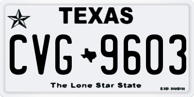 TX license plate CVG9603