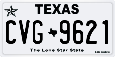 TX license plate CVG9621