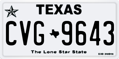 TX license plate CVG9643