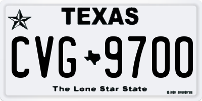 TX license plate CVG9700