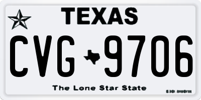 TX license plate CVG9706