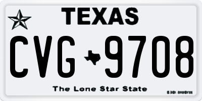 TX license plate CVG9708