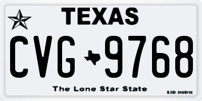 TX license plate CVG9768