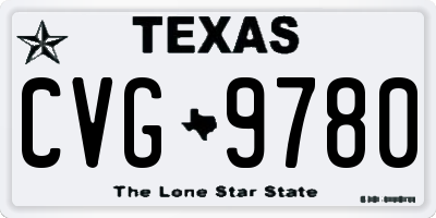 TX license plate CVG9780