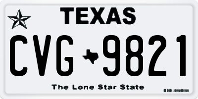 TX license plate CVG9821