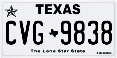 TX license plate CVG9838