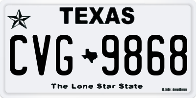TX license plate CVG9868