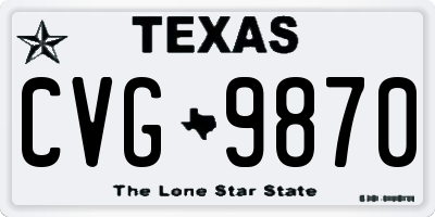 TX license plate CVG9870