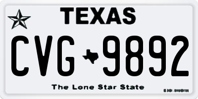 TX license plate CVG9892