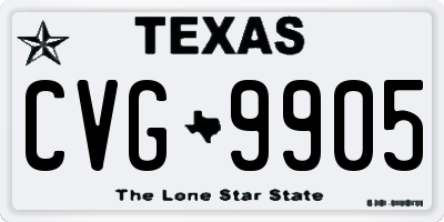 TX license plate CVG9905