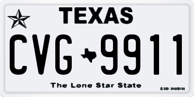 TX license plate CVG9911