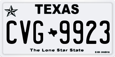 TX license plate CVG9923