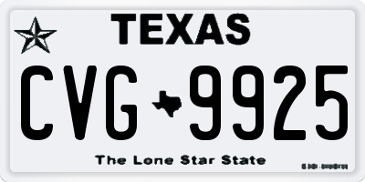 TX license plate CVG9925
