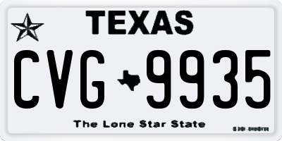 TX license plate CVG9935