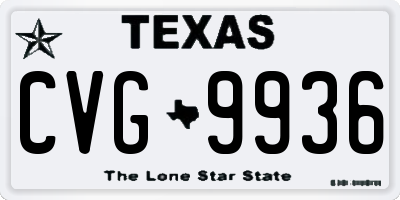 TX license plate CVG9936